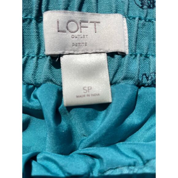 Loft Outlet Teal elephant print skirt Linen Size SP - Picture 3 of 3